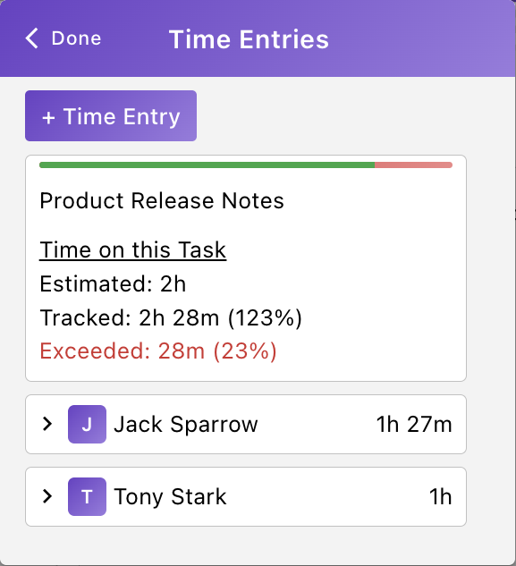 Task Time Entry